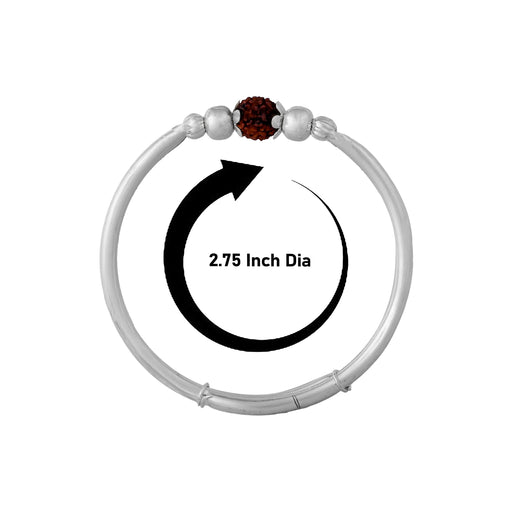 Rudraksh Design Kada - 2.75 Inches | Silver Polish Kaapu / Bangle Kada / Kada With Rudraksha - Bracelet