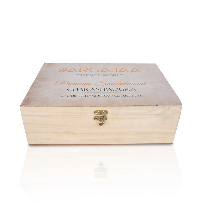 Charan Paduka With Box Pure Sandal - 2.5 x 10 Inches | Sandalwood Box with Padham / Paduka For Pooja