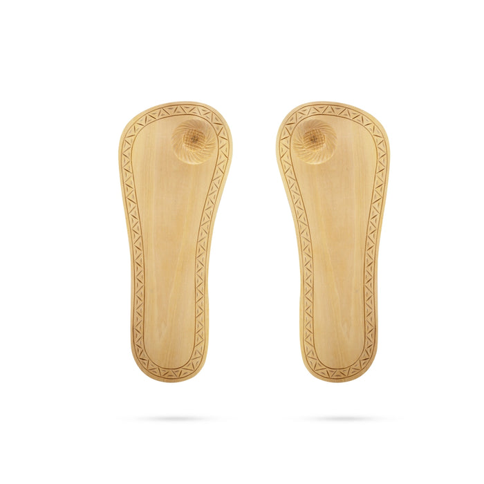 Charan Paduka With Box Pure Sandal - 2.5 x 10 Inches | Sandalwood Box with Padham / Paduka For Pooja