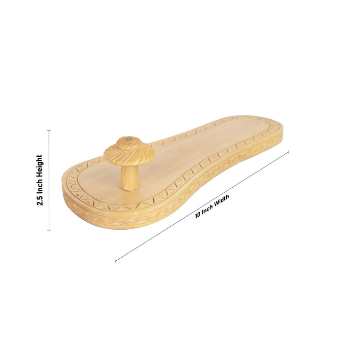 Charan Paduka With Box Pure Sandal - 2.5 x 10 Inches | Sandalwood Box with Padham / Paduka For Pooja