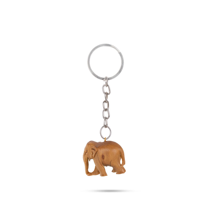 Elephant Statue Keychain - 1 x 1.5 Inches | Elephant Figurine Key Holder/ Wooden Key Ring for Bike - Key Chain & Key Holder
