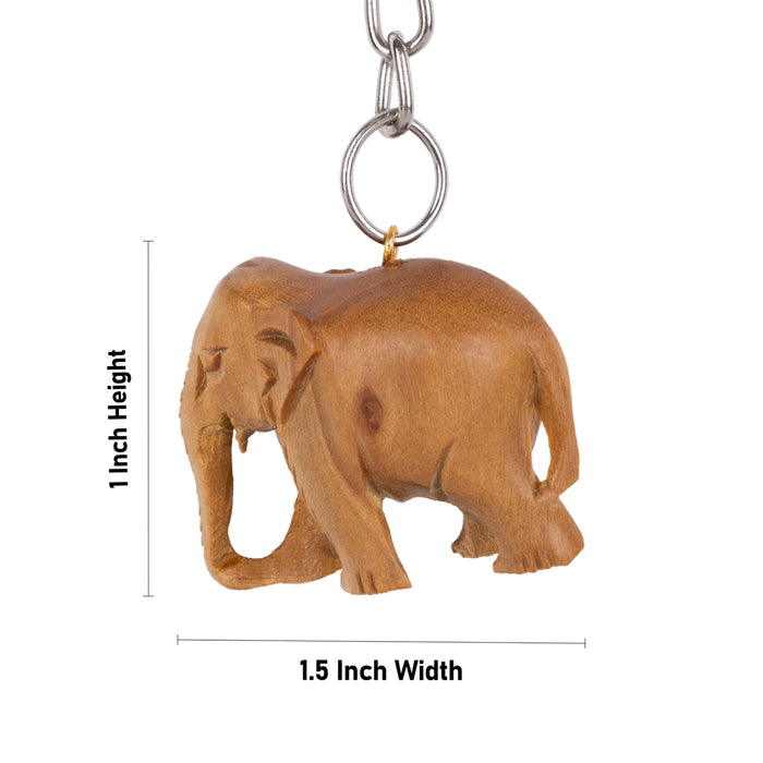 Elephant Statue Keychain - 1 x 1.5 Inches | Elephant Figurine Key Holder/ Wooden Key Ring for Bike - Key Chain & Key Holder