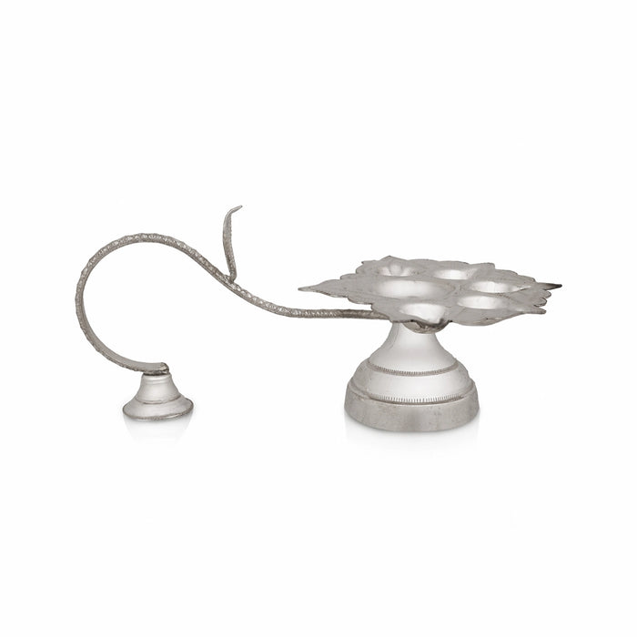 6 Face Kapur Aarti With Nag Handle - 2.75 x 5.5 Inches | 6 Face Diya / Brass Camphor Aarti for Pooja - Kapur Aarti