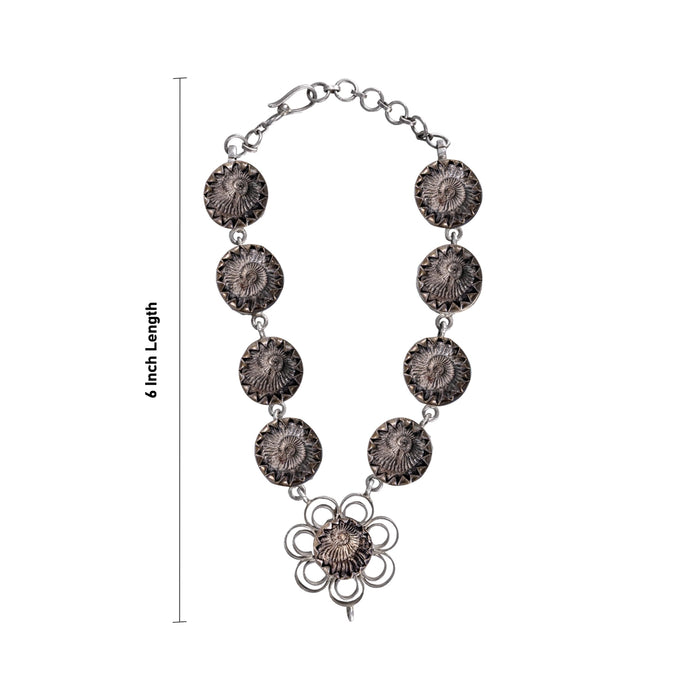 Sudarshana Salagrama Mala - 6 Inches | 9 Beads / Silver Knot / Mala / Saligrama Malai For Deity Decor - Mala