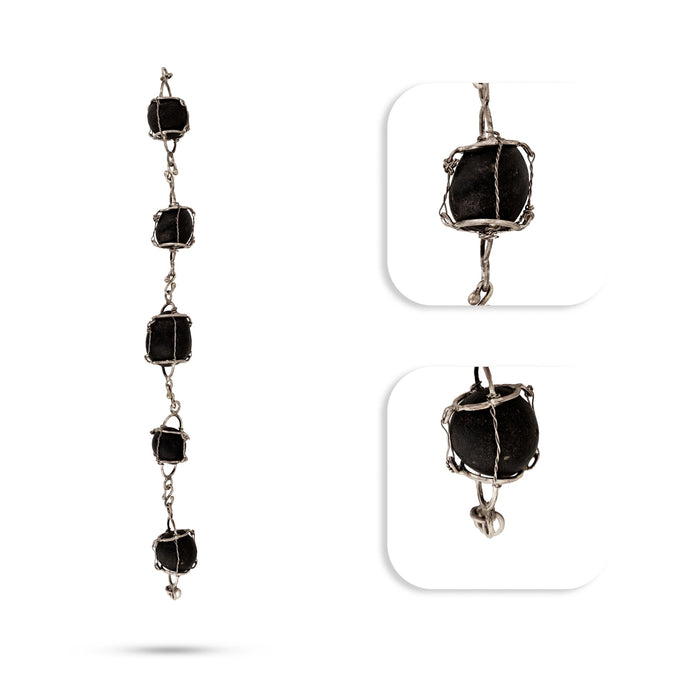 Salagrama Mala - 5.5 Inches | 5 Beads / Silver / Shaligram Mala / Saligrama Malai For Deity Decor - Mala