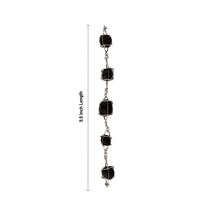 Salagrama Mala - 5.5 Inches | 5 Beads / Silver / Shaligram Mala / Saligrama Malai For Deity Decor - Mala