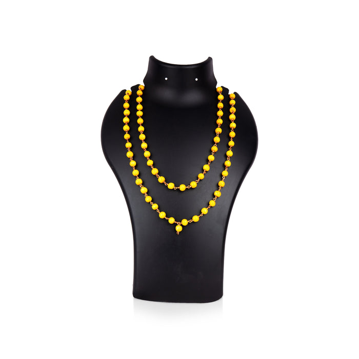 Thulsi Mala with Copper Knot - Yellow | 108 Beads Tulasi Mala/ Tulsi Japa Mala/ Thulasi Mala for Men & Women - Tulsi Mala, Pendant, Bracelet
