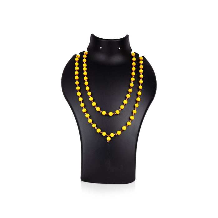 Thulsi Mala with Copper Knot - Yellow | 108 Beads Tulasi Mala/ Tulsi Japa Mala/ Thulasi Mala for Men & Women - Tulsi Mala, Pendant, Bracelet