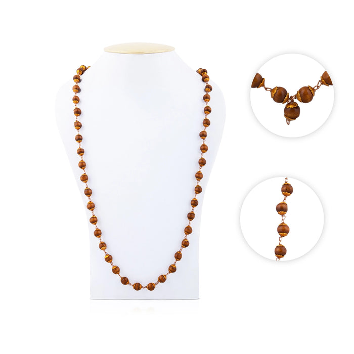 Chandan Mala with Copper Knot - 15 Inches | 8mm/ 54 Beads/ Copper Cup Sandalwood Mala for Meditation - Chandan Mala, Pendant, Bracelet