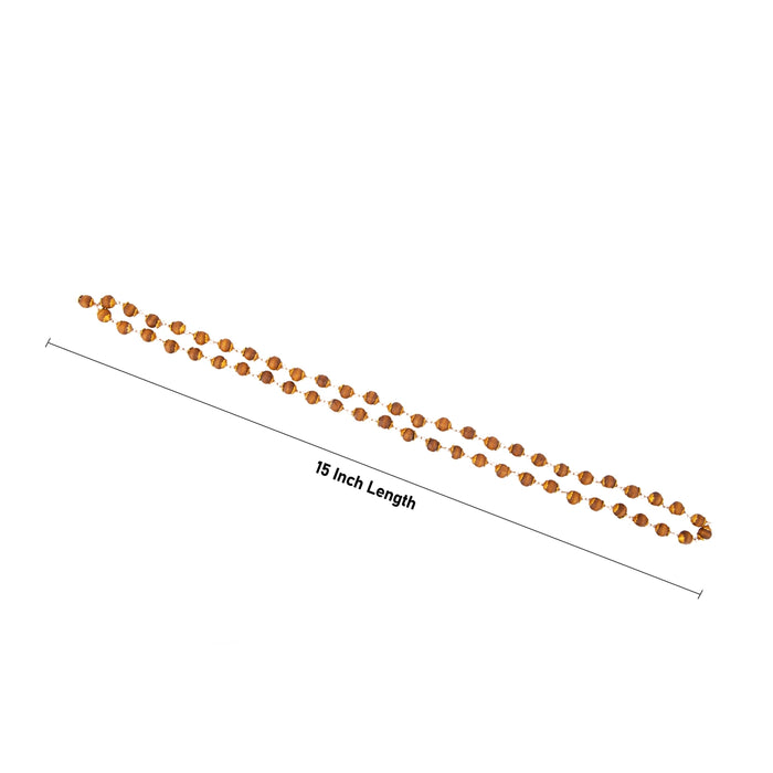 Chandan Mala with Copper Knot - 15 Inches | 8mm/ 54 Beads/ Copper Cup Sandalwood Mala for Meditation - Chandan Mala, Pendant, Bracelet