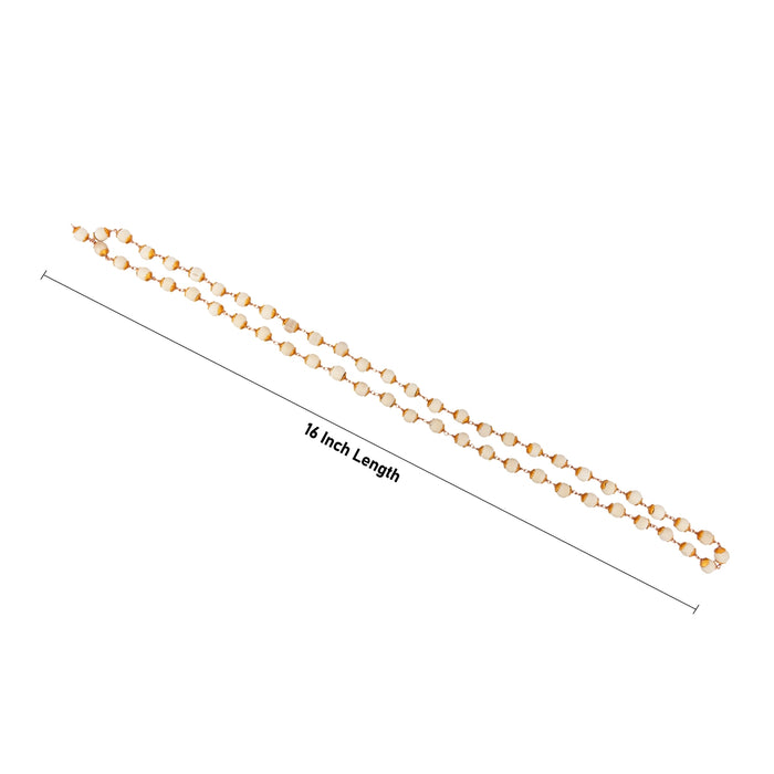 White Thulsi Mala - 16 Inches | 8 mm/ 54 Beads Tulasi Mala with Cup/ Copper Knot Tulsi Japa Mala for Meditation - Tulsi Mala, Pendant, Bracelet