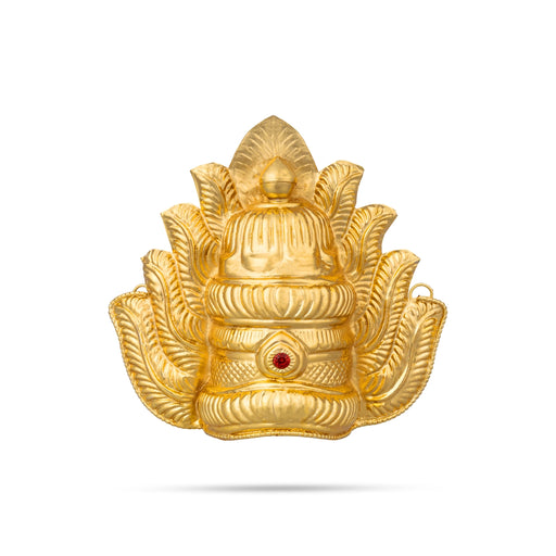 Half Crown - 5 X 6 Inches | Gold Polish Kireedam/ Single Stone Kiridam/ Sudar Design Mukut For Deity Decoration - Head & Face Accessories
