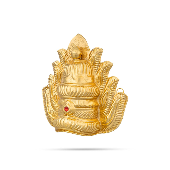 Half Crown - 5 X 6 Inches | Gold Polish Kireedam/ Single Stone Kiridam/ Sudar Design Mukut For Deity Decoration - Head & Face Accessories