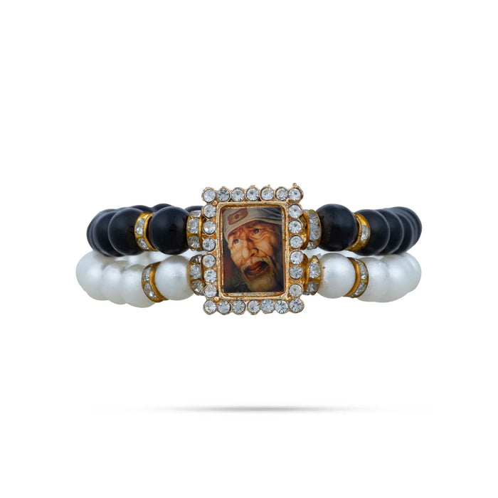 Delhi Guruji Bracelet – 2.5 Inch Dia | 2 Line Beaded Bracelet / Spiritual Hand Band For Daily Wear - Bracelet