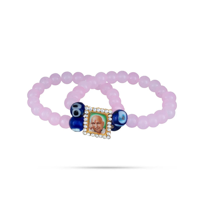 Delhi Guruji Bracelet – 2.5 Inch Dia | 2 Line Beaded Bracelet / Spiritual Hand Band For Daily Wear - Bracelet