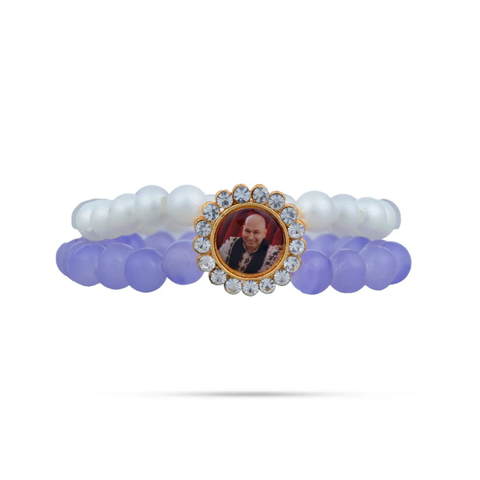 Delhi Guruji Bracelet – 2.5 Inch Dia | 2 Line Beaded Bracelet / Spiritual Hand Band For Daily Wear - Bracelet