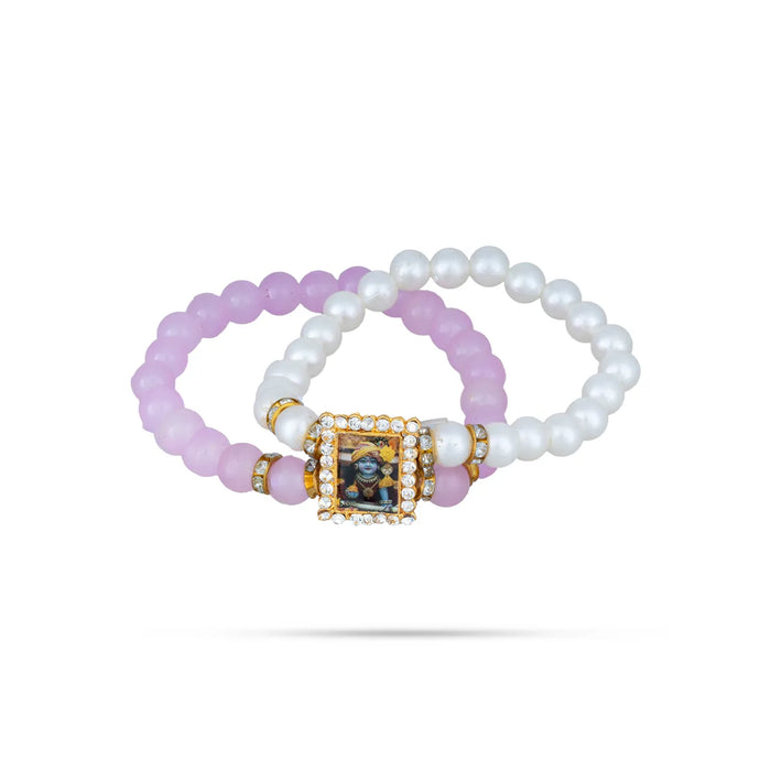 Delhi Guruji Bracelet – 2.5 Inch Dia | 2 Line Beaded Bracelet / Spiritual Hand Band For Daily Wear - Bracelet