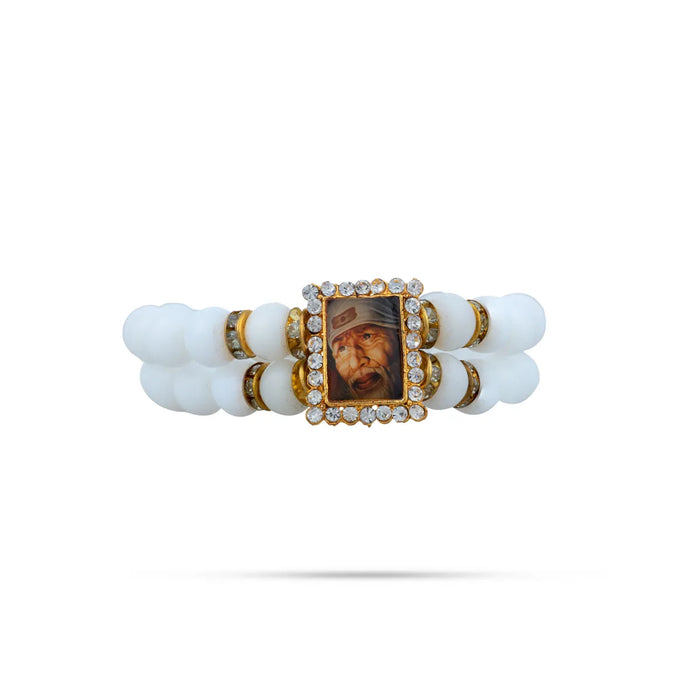Delhi Guruji Bracelet – 2.5 Inch Dia | 2 Line Beaded Bracelet / Spiritual Hand Band For Daily Wear - Bracelet