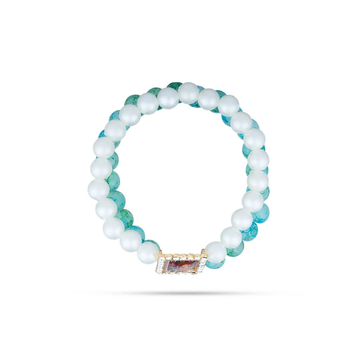 Delhi Guruji Bracelet – 2.5 Inch Dia | 2 Line Beaded Bracelet / Spiritual Hand Band For Daily Wear - Bracelet