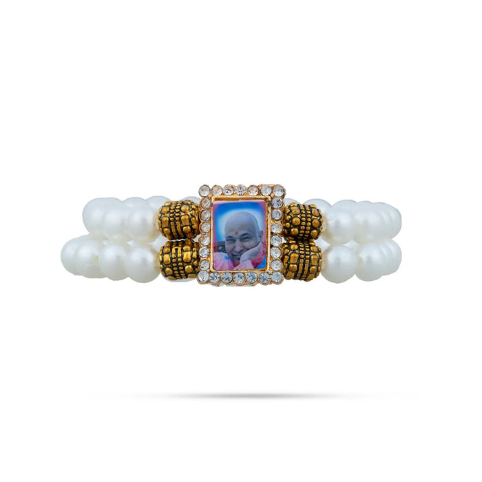 Delhi Guruji Bracelet – 2.5 Inch Dia | 2 Line Beaded Bracelet / Spiritual Hand Band For Daily Wear - Bracelet