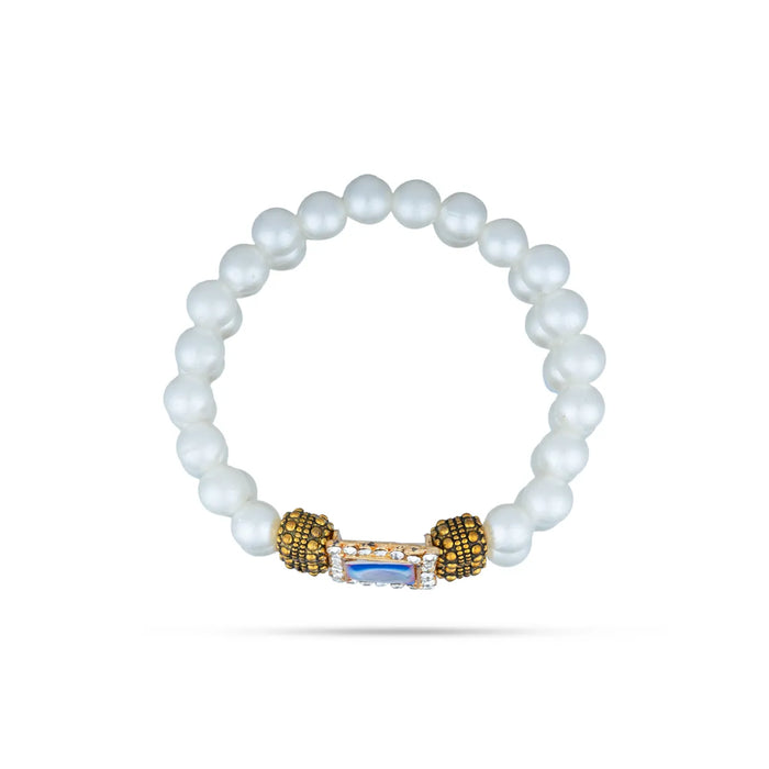 Delhi Guruji Bracelet – 2.5 Inch Dia | 2 Line Beaded Bracelet / Spiritual Hand Band For Daily Wear - Bracelet