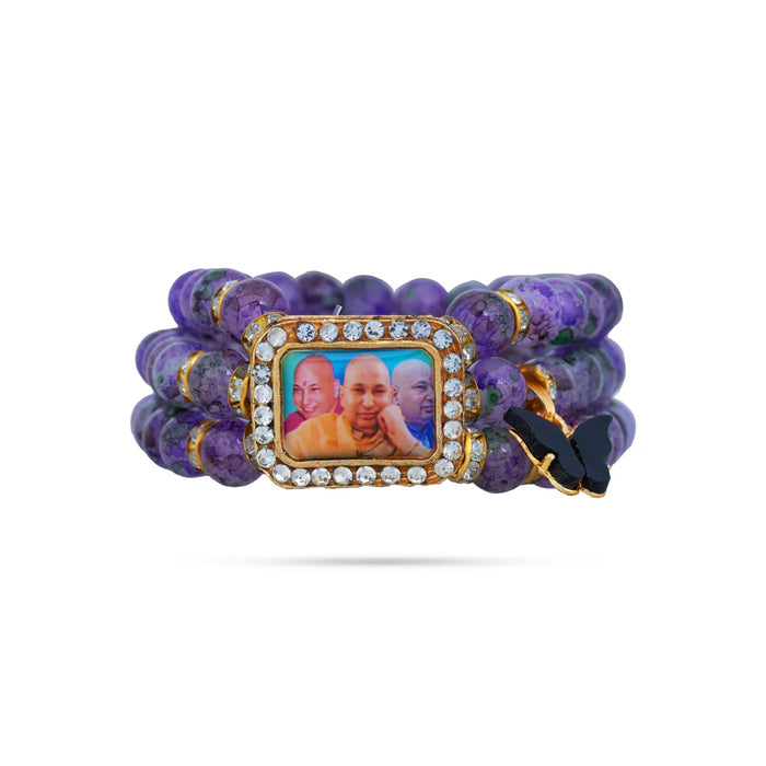 Delhi Guruji Bracelet – 2.5 Inch Dia | 3 Line Beaded Bracelet / Spiritual Hand Band For Daily Wear - Bracelet