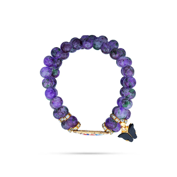 Delhi Guruji Bracelet – 2.5 Inch Dia | 3 Line Beaded Bracelet / Spiritual Hand Band For Daily Wear - Bracelet