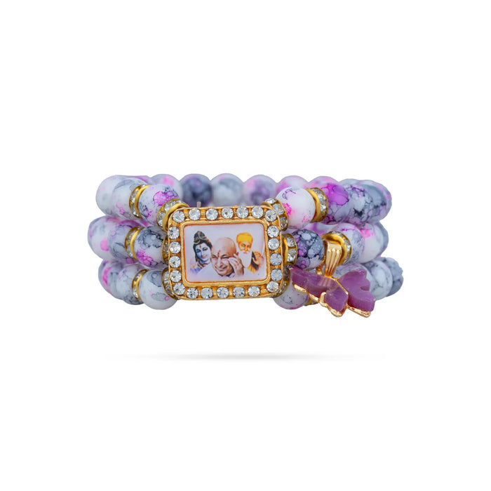 Delhi Guruji Bracelet – 2.5 Inch Dia | 3 Line Beaded Bracelet / Spiritual Hand Band For Daily Wear - Bracelet