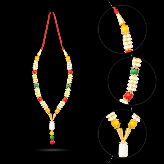 Artificial Mala - 6.3 Inches | Fancy Mala/ Moti Mala/ Beads Mala for Deity Decor