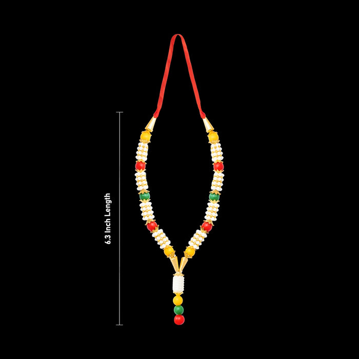 Artificial Mala - 6.3 Inches | Fancy Mala/ Moti Mala/ Beads Mala for Deity Decor
