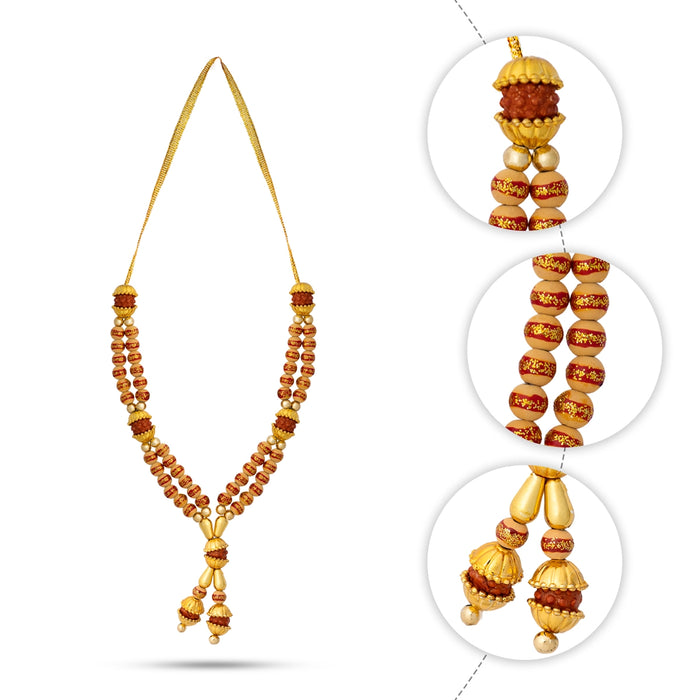 Moti Rudraksha Mala - 6 Inches | Artificial Jewelry/ Rudraksha With Beads Malai/ Fancy Mala For Deity