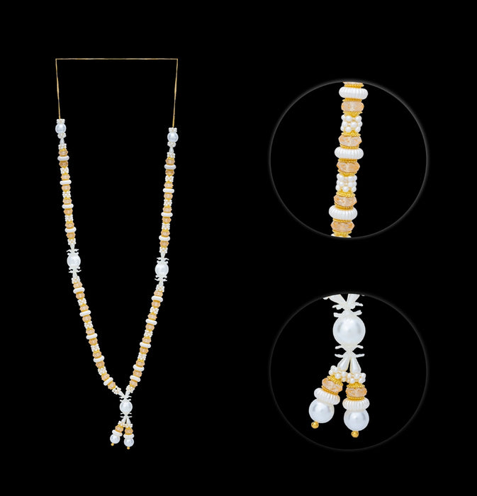 Fancy Moti Mala - 30 Inches | Pearl & Stone Design Jewellery/ Artificial Mala For Deity