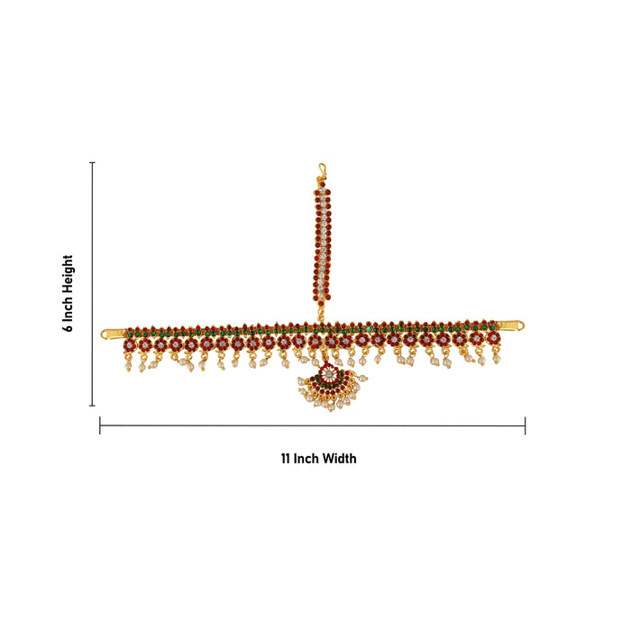 Kemp Jewellery Set | Bharatanatyam Jewellery/ Stone Jewellery/ Hair Jewellery for Dance - Bharatanatyam Jewellery