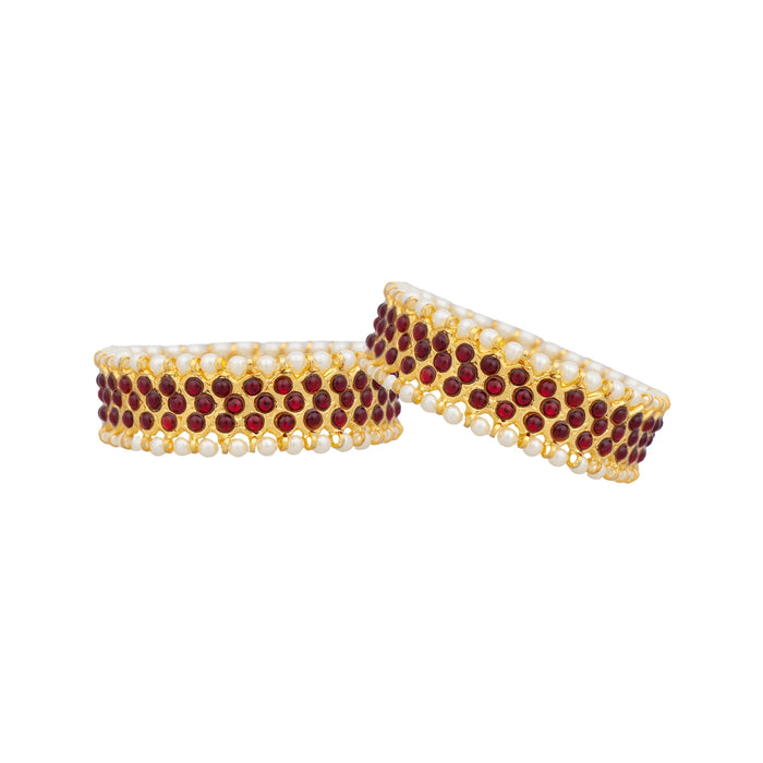 Kemp Stone Bangles Pair - 2.5 Inches | Stone With Beads Chudi/ Bharatanatyam Jewellery for Women - Dance Jewellery