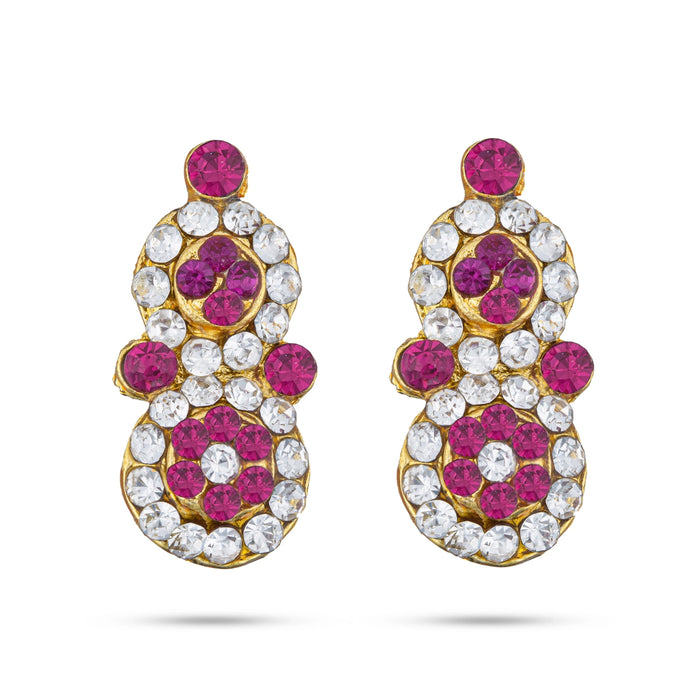 Stone Earring Pair - 1 x 0.5 Inches | Stone Jewellery/ Stone Earing/ Stone Studs for Deity/ Assorted Colour - Head & Face Accessories