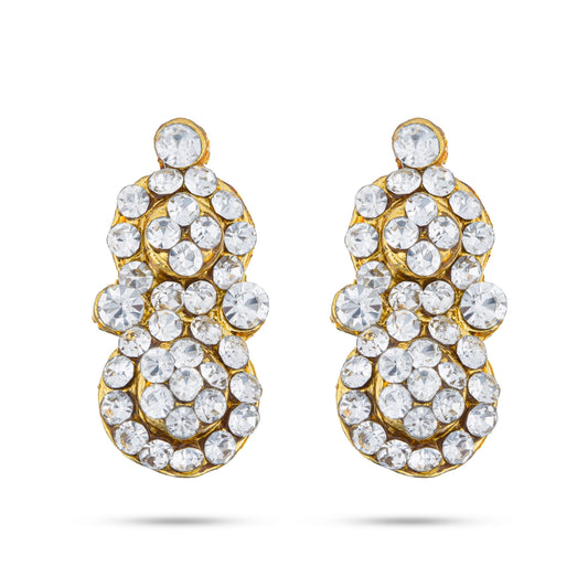 Stone Earring Pair - 1 x 0.5 Inches | Stone Jewellery/ Stone Earing/ Stone Studs for Deity/ Assorted Colour - Head & Face Accessories