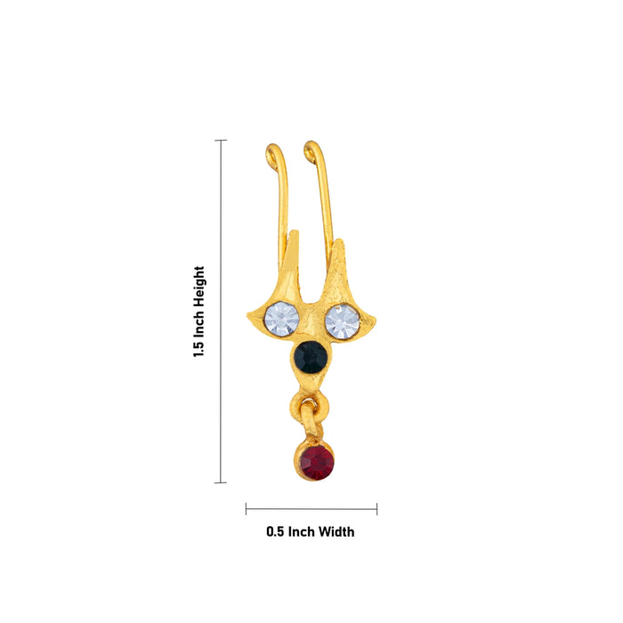 Stone Nathu Bullaku - 1.5 x 0.25 Inches | Stone Nose Ring/ Mukuthi/ Stone Nose Pin for Deity - Head & Face Accessories