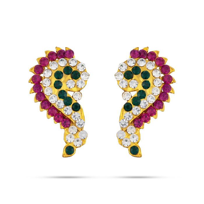 Karnapathakam - 1.5 x 1 Inches | Stone Earring / Multicolour Stone Earings for Deity Alangaram