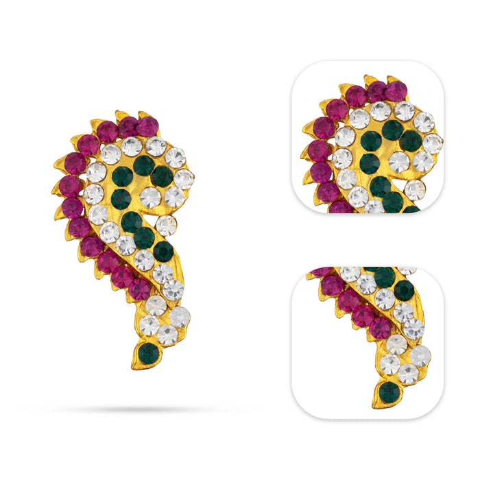 Karnapathakam - 1.5 x 1 Inches | Stone Earring / Multicolour Stone Earings for Deity Alangaram