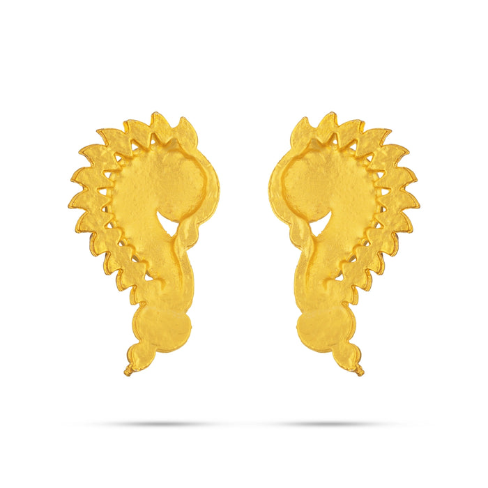 Stone Earring Pair - 2 x 1 Inches | Multicolour Stone Studs/ Karna Pathakam/ Earing For Deity