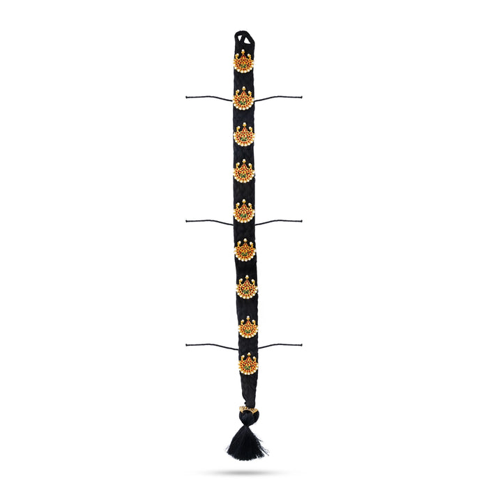 Stone Jadai Kemp Moti - 32 Inches | Traditional Stone Studded Jadai Alankaram / Hair Ornament