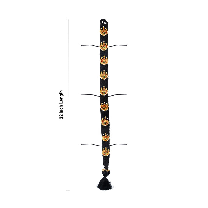 Stone Jadai Kemp Moti - 32 Inches | Traditional Stone Studded Jadai Alankaram / Hair Ornament