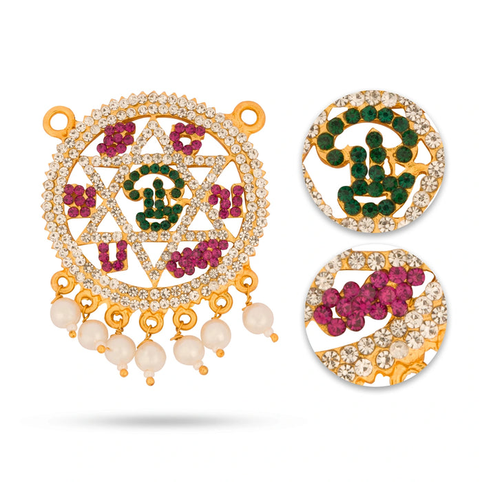 Stone Dollar - 2 x 1.75 Inches | Locket/ Multicolour Pendant for Deity - Mala & Pendant