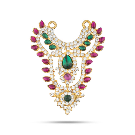 Stone Necklace - 2.5 Inches | Multicolour Stone Haram/ Stone Jewellery for Deity Decor/ 25 Gms Approx - Neck & Body Accessories