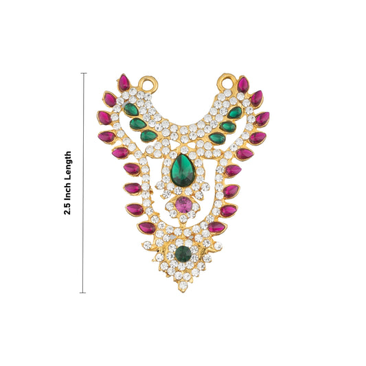 Stone Necklace - 2.5 Inches | Multicolour Stone Haram/ Stone Jewellery for Deity Decor/ 25 Gms Approx - Neck & Body Accessories
