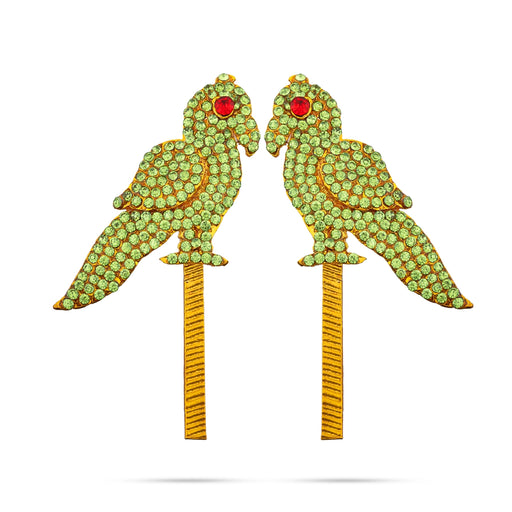 Stone Parrot Pair - 2.25 x 1 Inches | 2 Pcs/ Artificial Parrots for Decoration - Deity Accessories
