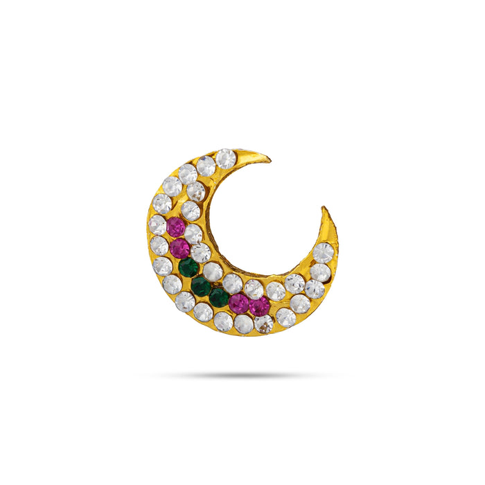 Moon - 1 x 1 Inches | Hair Accessories/ Multicolour Stone Jewellery/ Moon for Deity