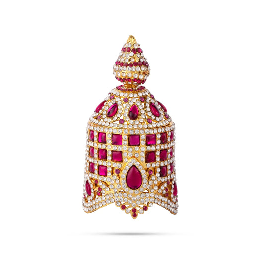 Stone Round Kireedam - 2.5 x 2.5 Inches | Full Mukut/ Multicolour Stone Kiritam/ Crown for Deity - Head & Face Accessories