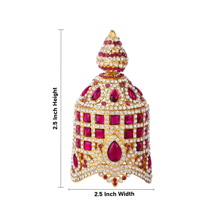 Stone Round Kireedam - 2.5 x 2.5 Inches | Full Mukut/ Multicolour Stone Kiritam/ Crown for Deity - Head & Face Accessories