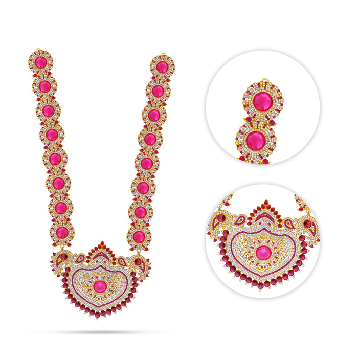 Stone Haram - 25 Inches | Stone Jewellery/ Artificial Jewelry for Deity Decor - Neck & Body Accessories